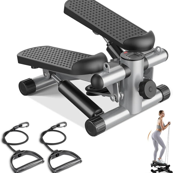 THE ULTIMATE FULL-BODY FAT BURNER: Heavy-Duty Hydraulic Mini Stepper With Resistance Bands